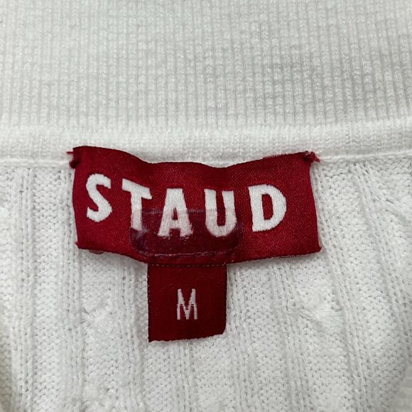 Staud Cecily Open-Back Cable-Knit Maxi Dress White Rainbow Eyelet Detail Medium - Picture 9 of 16